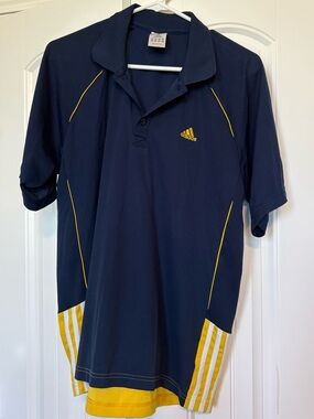 adidas Navy Polo with Yellow Trim